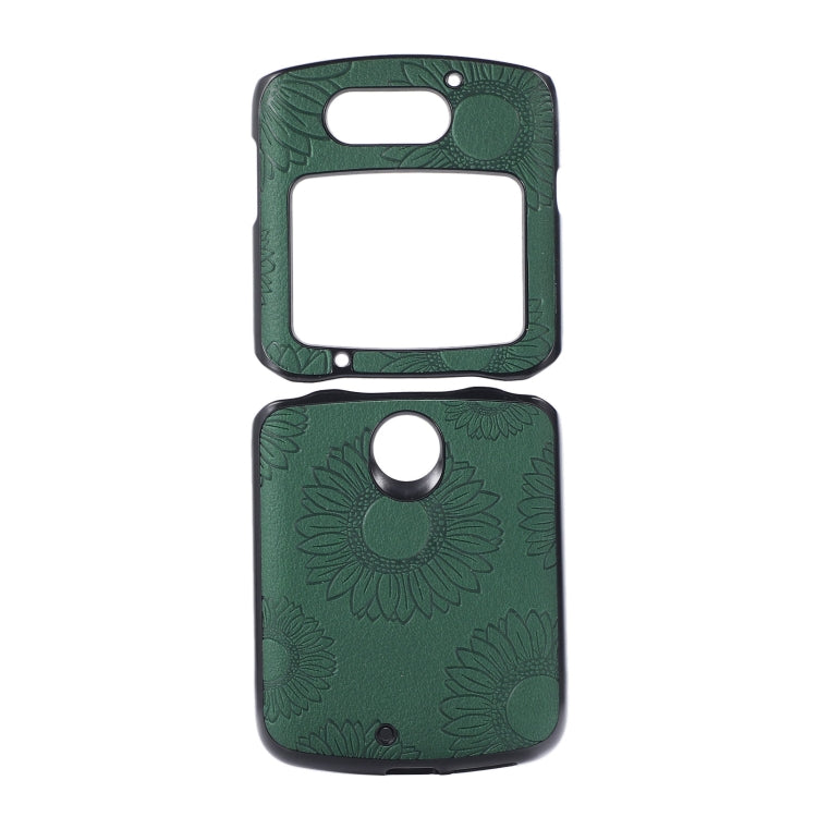 For Motorola Razr 5G Sunflower Pattern PU+TPU+PC Shockproof Phone Case(Green) - Motorola Cases by PMC TechLife | Online Shopping South Africa | PMC TechLife | Buy Now Pay Later Mobicred
