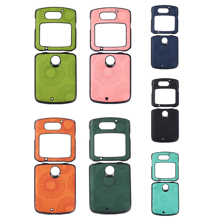 For Motorola Razr 5G Sunflower Pattern PU+TPU+PC Shockproof Phone Case(Green) - Motorola Cases by PMC TechLife | Online Shopping South Africa | PMC TechLife | Buy Now Pay Later Mobicred