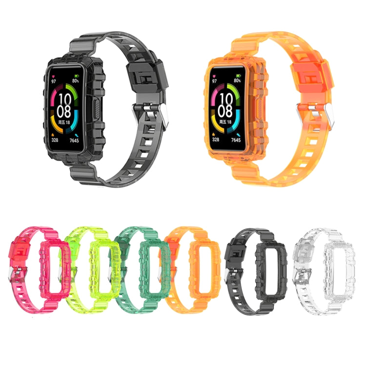 For Huawei Band 7 Integrated Transparent Silicone Watch Band(Orange)