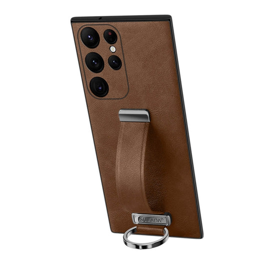 For Samsung Galaxy S22 Ultra 5G SULADA Cool Series PC + Leather Texture Skin Feel Shockproof Phone Case(Brown) - Galaxy S22 Ultra 5G Cases by SULADA | Online Shopping South Africa | PMC Jewellery | Buy Now Pay Later Mobicred