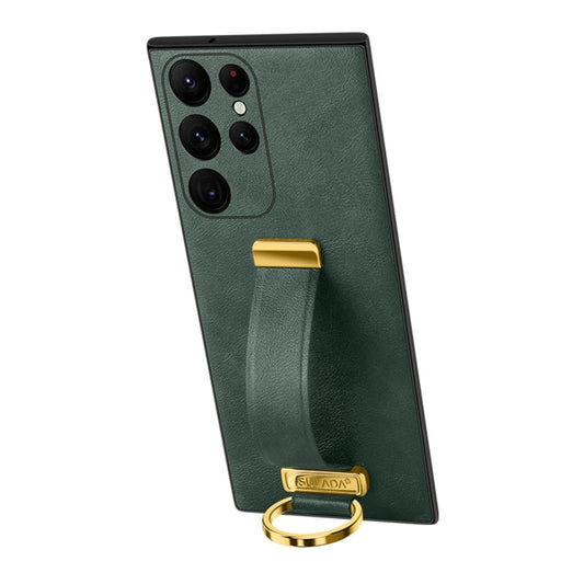 For Samsung Galaxy S22 Ultra 5G SULADA Cool Series PC + Leather Texture Skin Feel Shockproof Phone Case(Green) - Galaxy S22 Ultra 5G Cases by SULADA | Online Shopping South Africa | PMC Jewellery | Buy Now Pay Later Mobicred
