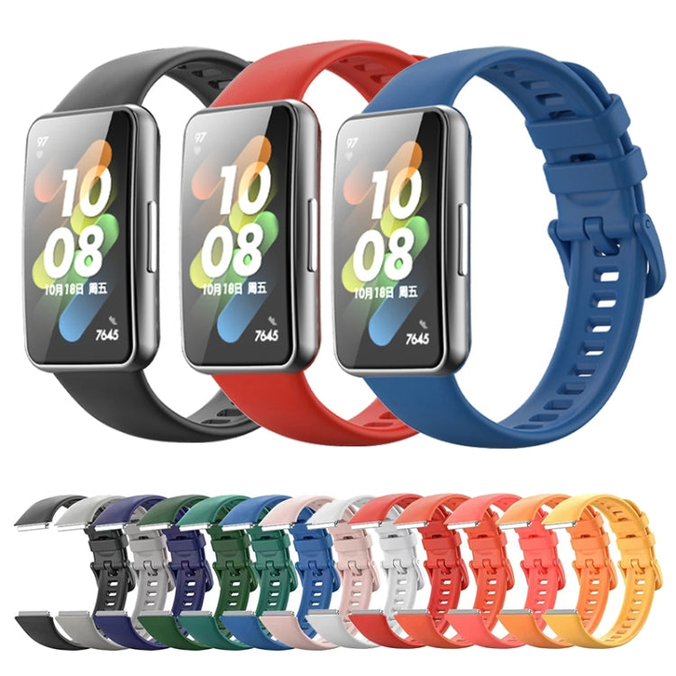 For Huawei Band 7 / Honor Band 7 Pure Color Silicone Watch Band(Grey)