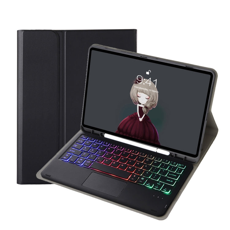 For Samsung Galaxy Tab A8 10.5 (2021) A08B-AS Lambskin Texture Backlight Bluetooth Keyboard Leather Tablet Case(Black) - Samsung Keyboard by PMC TechLife | Online Shopping South Africa | PMC TechLife