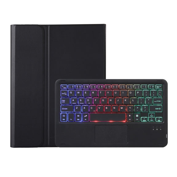 For Samsung Galaxy Tab A8 10.5 (2021) A08B-AS Lambskin Texture Backlight Bluetooth Keyboard Leather Tablet Case(Black)