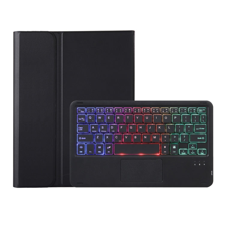 For Samsung Galaxy Tab A8 10.5 (2021) A08B-AS Lambskin Texture Backlight Bluetooth Keyboard Leather Tablet Case(Black)