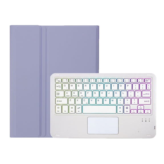 For Samsung Galaxy Tab S6 Lite A610B-AS Candy Color Backlight Bluetooth Keyboard Leather Tablet Case(Purple)
