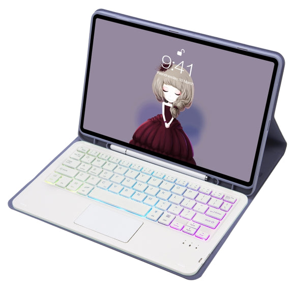 For Samsung Galaxy Tab S6 Lite A610B-AS Candy Color Backlight Bluetooth Keyboard Leather Tablet Case(Purple)