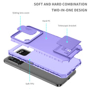 For Xiaomi Poco M4 Pro 4G Stereoscopic Holder Sliding Camshield Phone Case(Purple)