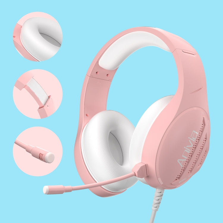 Anivia A10 3.5mm Wired Music Headset with Mic(Pink) - free shipping - PMC Jewellery - Order now!