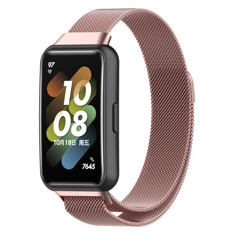 For Huawei Band 7 / 7 NFC Milan Metal Magnetic Watch Band(Rose Pink) - Watch Bands by PMC TechLife | Online Shopping South Africa | PMC TechLife | Buy Now Pay Later Mobicred