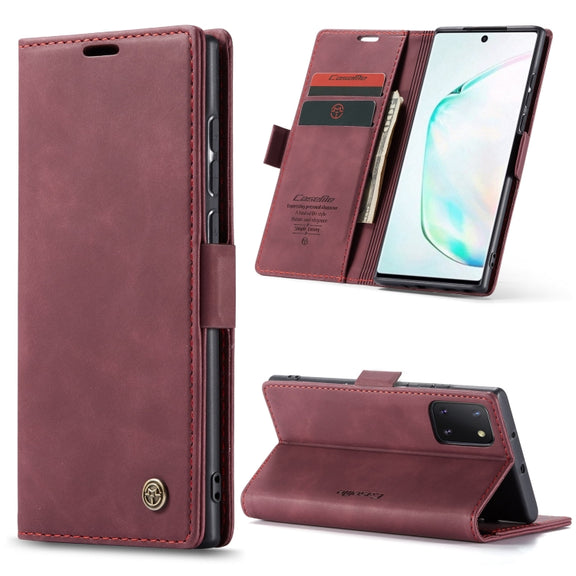 For Galaxy A81 / Note 10 Lite CaseMe Multifunctional Horizontal Flip Leather Case, with Card Slot & Holder & Wallet(Wine Red)