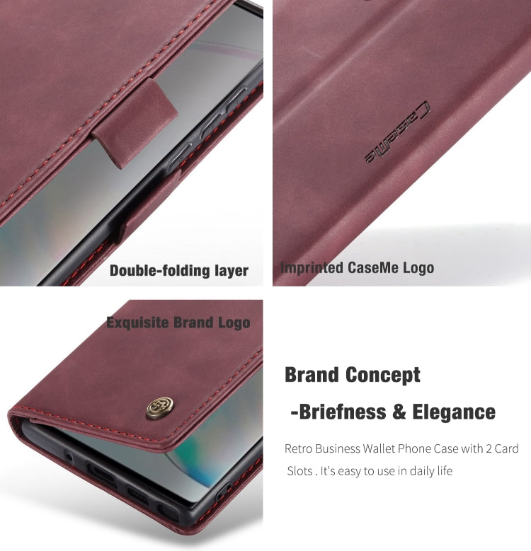 For Galaxy A81 / Note 10 Lite CaseMe Multifunctional Horizontal Flip Leather Case, with Card Slot & Holder & Wallet(Wine Red)