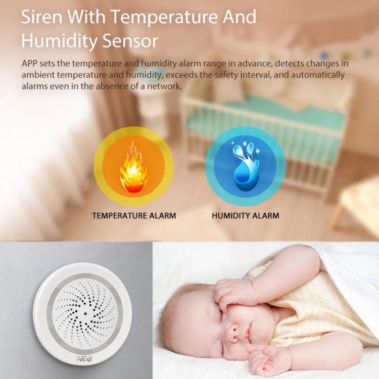 NEO NAS-AB02WT WiFi USB Siren Alarm with Temperature & Humidity Sensor - free shipping - PMC Jewellery - Order now!