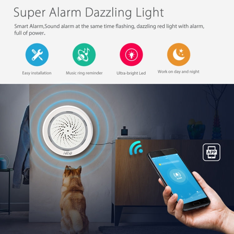 NEO NAS-AB02WT WiFi USB Siren Alarm with Temperature & Humidity Sensor - free shipping - PMC Jewellery - Order now!