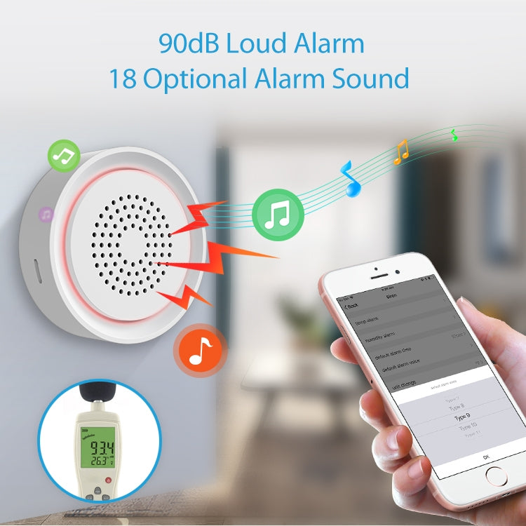 NEO NAS-AB03WT WiFi USB Siren Alarm with Temperature & Humidity Sensor - free shipping - PMC Jewellery - Order now!