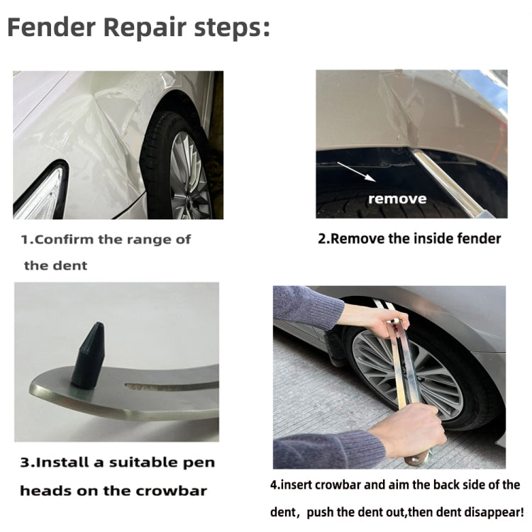 N8 10 in 1 Car Paintless Dent Removal Fender Damage Repair Puller Lifter Arc Crowbar Tools Hook Rods kit - Sheet Metal Tools by PMC TechLife | Online Shopping South Africa | PMC TechLife
