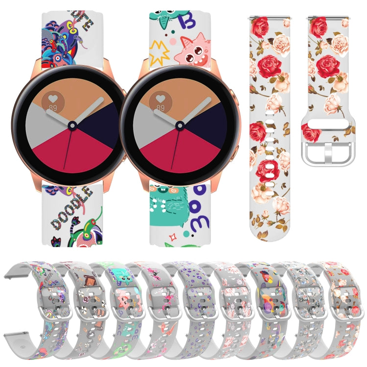 For Samsung Galaxy Watch4 20mm Transparent Printed TPU Silicone Watch Band(8) - Watch Bands by PMC TechLife | Online Shopping South Africa | PMC TechLife | Buy Now Pay Later Mobicred