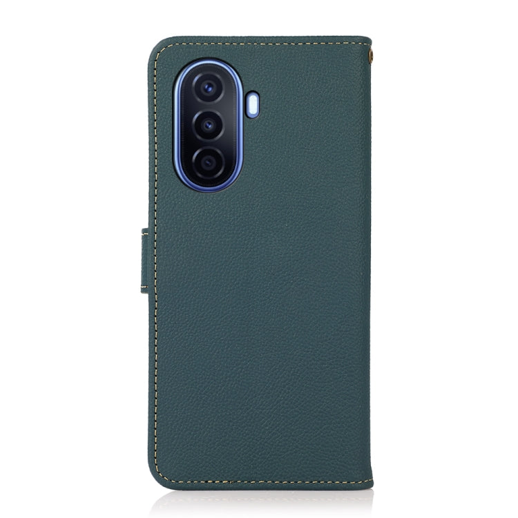 For Huawei nova Y70 Plus KHAZNEH Custer Genuine Leather RFID Phone Case(Green) - Huawei Cases by PMC TechLife | Online Shopping South Africa | PMC TechLife | Buy Now Pay Later Mobicred