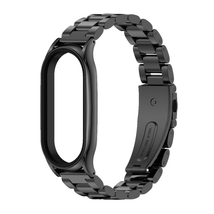 For Xiaomi Mi Band 7 / 7 NFC MIJOBS Three-Bead Metal Plus Stainless Steel Watch Band(Black) - Watch Bands by MIJOBS | Online Shopping South Africa | PMC TechLife | Buy Now Pay Later Mobicred
