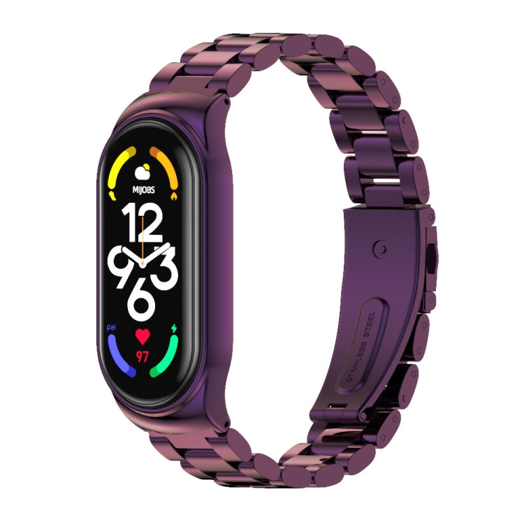 For Xiaomi Mi Band 7 / 7 NFC MIJOBS CS Three-Bead Metal Stainless Steel Watch Band(Purple) - free shipping - PMC TechLife - Order now!