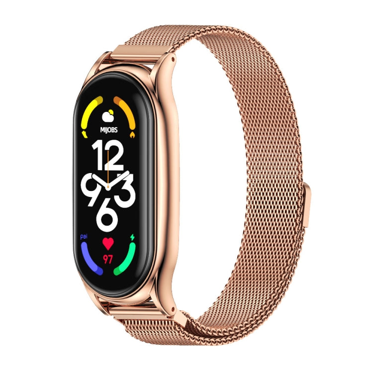 For Xiaomi Mi Band 7 / 7 NFC MIJOBS Milan Magnetic Plus Stainless Steel Watch Band(Rose Gold) - free shipping - PMC TechLife - Order now!