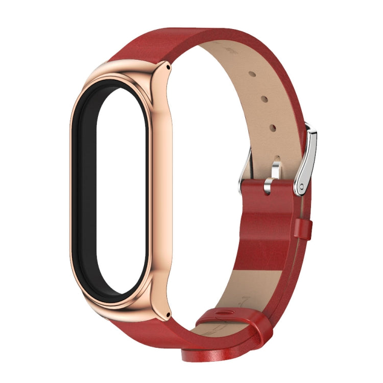 For Xiaomi Mi Band 7 / 7 NFC MIJOBS CS Metal Case + Microfiber Leather Watch Band(Red Rose Gold) - Watch Bands by MIJOBS | Online Shopping South Africa | PMC TechLife | Buy Now Pay Later Mobicred