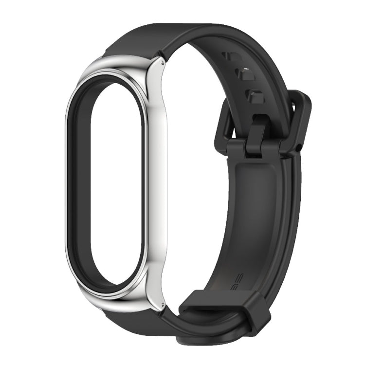 For Xiaomi Mi Band 7 / 7 NFC MIJOBS CS Metal Case + Silicone Watch Band(Black Silver) - Watch Bands by MIJOBS | Online Shopping South Africa | PMC TechLife | Buy Now Pay Later Mobicred