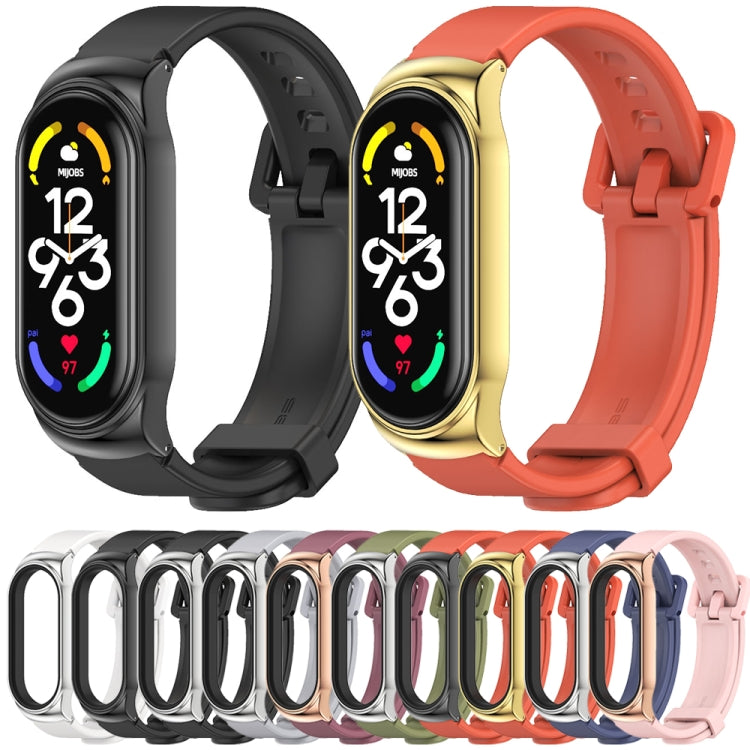For Xiaomi Mi Band 7 / 7 NFC MIJOBS CS Metal Case + Silicone Watch Band(Orange Gold) - Watch Bands by MIJOBS | Online Shopping South Africa | PMC TechLife | Buy Now Pay Later Mobicred