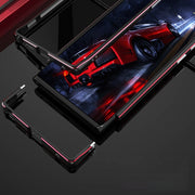 For Samsung Galaxy S22 Ultra Aurora Series Lens Protector + Metal Frame Protective Phone Case(Black Silver)