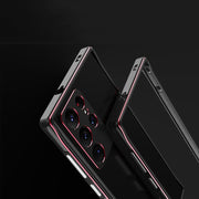 For Samsung Galaxy S22 Ultra Aurora Series Lens Protector + Metal Frame Protective Phone Case(Black Silver)