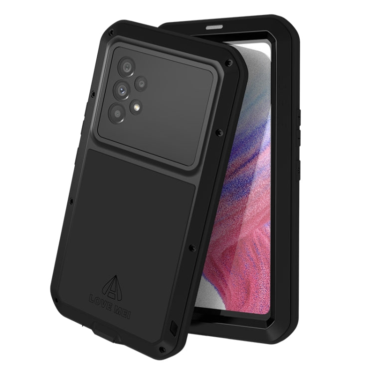 For Samsung Galaxy A53 LOVE MEI Metal Shockproof Water-resistant Dustproof Protective Phone Case with Glass(Black)