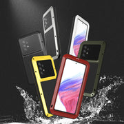 For Samsung Galaxy A53 LOVE MEI Metal Shockproof Water-resistant Dustproof Protective Phone Case with Glass(Black)
