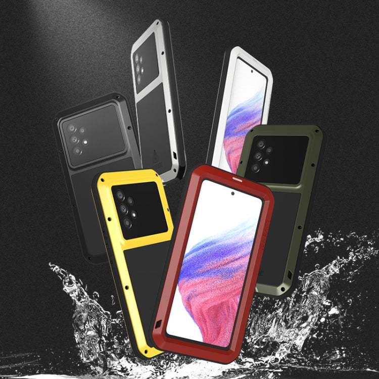 For Samsung Galaxy A53 LOVE MEI Metal Shockproof Water-resistant Dustproof Protective Phone Case with Glass(Black)