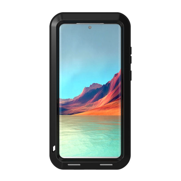 For Samsung Galaxy S22 Ultra 5G LOVE MEI Metal Shockproof Water-resistant Dustproof Protective Phone Case(Black)