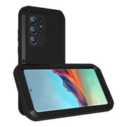 For Samsung Galaxy S22 Ultra 5G LOVE MEI Metal Shockproof Water-resistant Dustproof Protective Phone Case(Black)