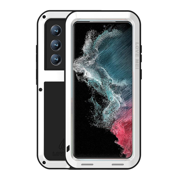 For Samsung Galaxy S22 Ultra 5G LOVE MEI Metal Shockproof Waterproof Dustproof Protective Phone Case(White) - free shipping - PMC TechLife - Order now!