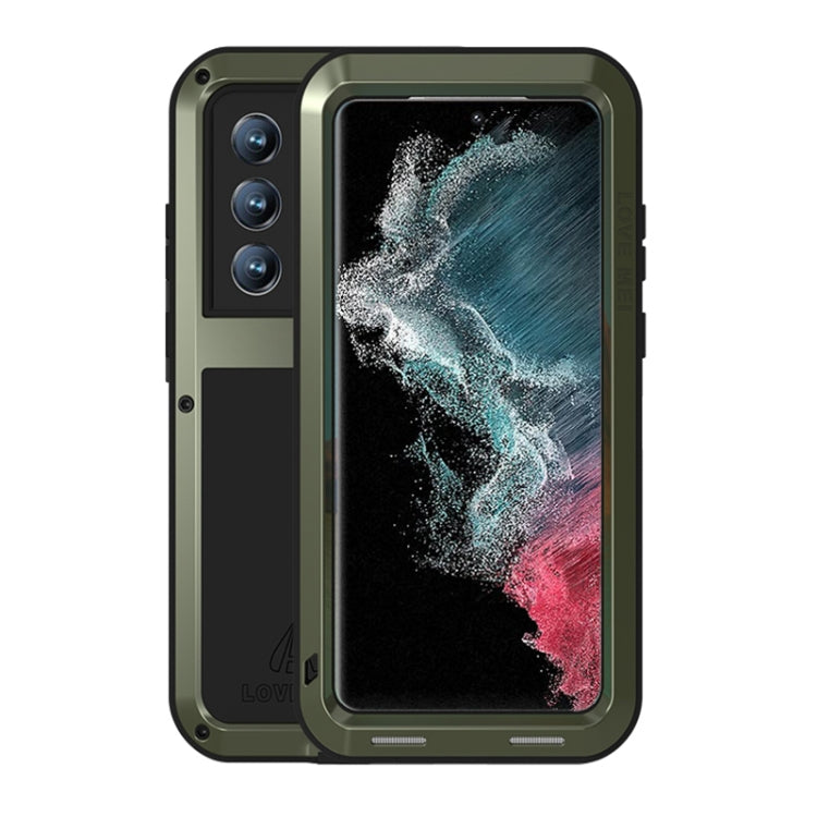 For Samsung Galaxy S22 Ultra 5G LOVE MEI Metal Shockproof Waterproof Dustproof Protective Phone Case(Army Green) - free shipping - PMC TechLife - Order now!
