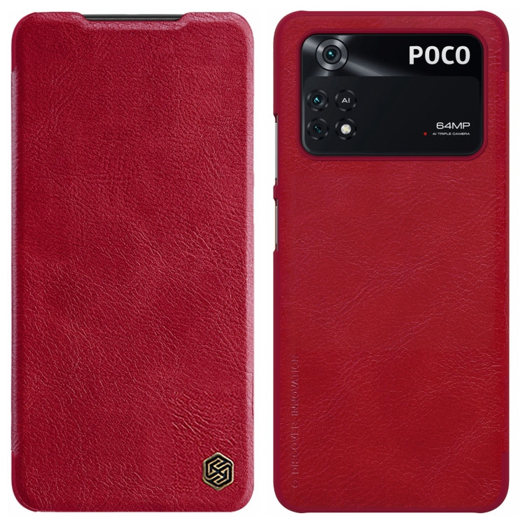 For Xiaomi Poco M4 Pro NILLKIN QIN Series Crazy Horse Texture Leather Phone Case(Red) - free shipping - PMC TechLife - Order now!