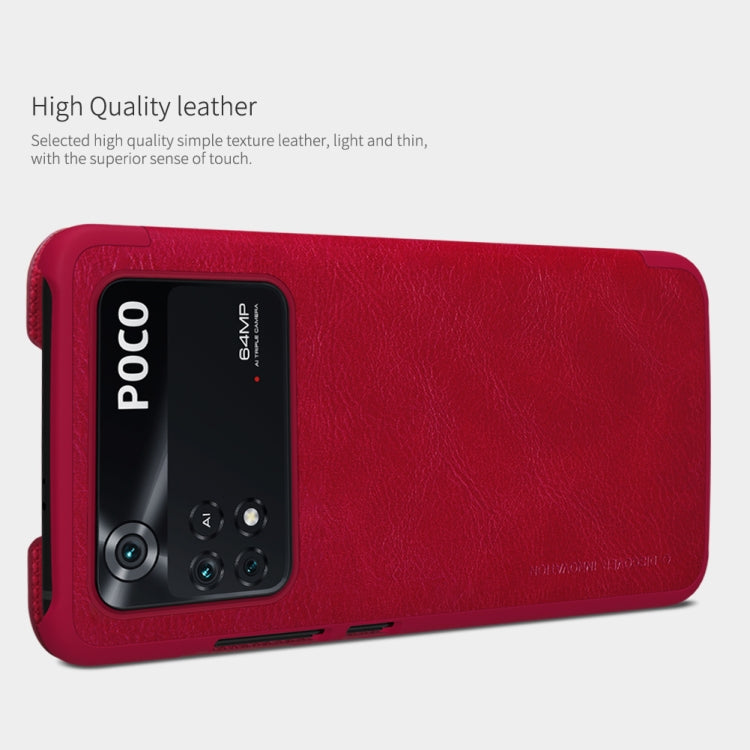 For Xiaomi Poco M4 Pro NILLKIN QIN Series Crazy Horse Texture Leather Phone Case(Brown)