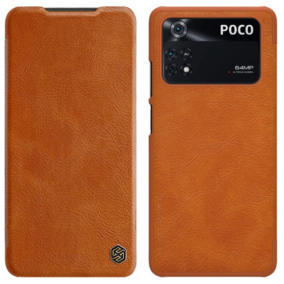 For Xiaomi Poco M4 Pro NILLKIN QIN Series Crazy Horse Texture Leather Phone Case(Brown)