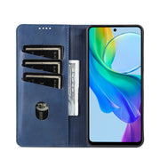 For vivo Y36 Global AZNS Magnetic Calf Texture Leather Phone Case(Dark Blu)