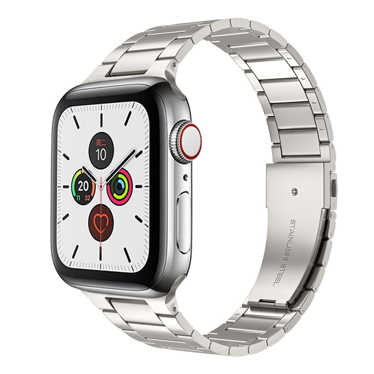Small Waist Stainless Steel Watch Band For Apple Watch Series 9&8&7 41mm / SE 3&SE 2&6&SE&5&4 40mm / 3&2&1 38mm (Starlight) - Watch Bands by PMC TechLife | Online Shopping South Africa | PMC TechLife