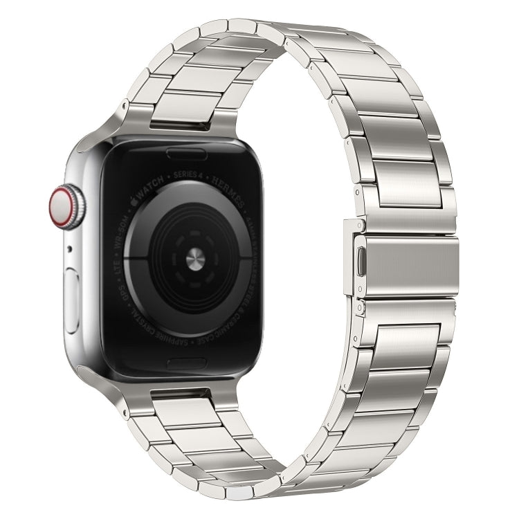 Small Waist Stainless Steel Watch Band For Apple Watch Series 9&8&7 41mm / SE 3&SE 2&6&SE&5&4 40mm / 3&2&1 38mm (Starlight) - Watch Bands by PMC TechLife | Online Shopping South Africa | PMC TechLife