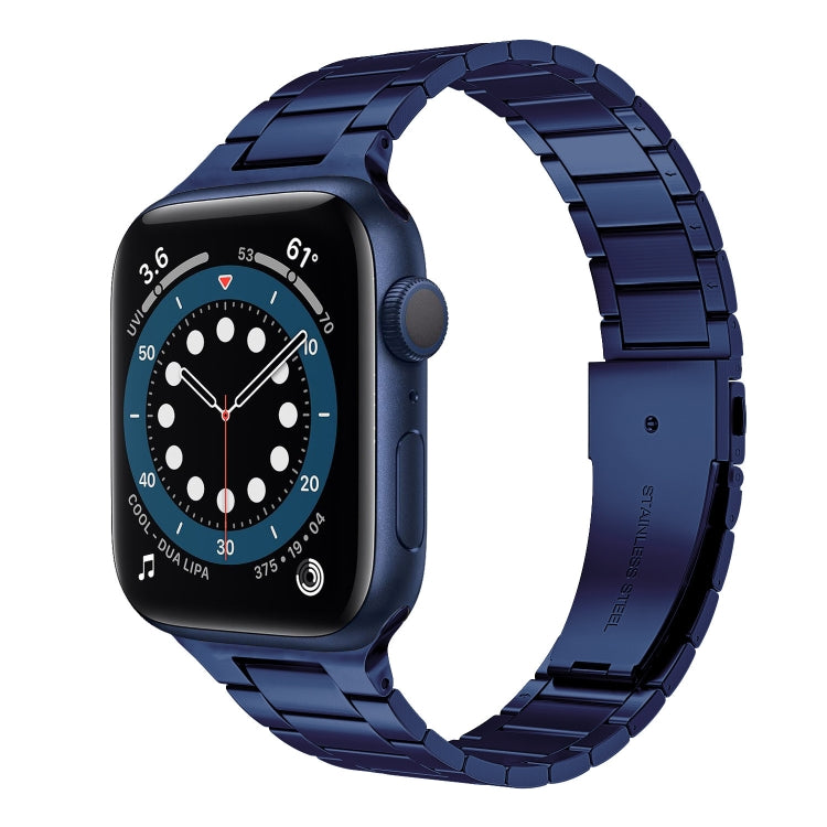 Small Waist Stainless Steel Watch Band For Apple Watch Series 8&7 45mm / SE 2&6&SE&5&4 44mm / 3&2&1 42mm(Dark Blue) - Watch Bands by PMC TechLife | Online Shopping South Africa | PMC TechLife | Buy Now Pay Later Mobicred