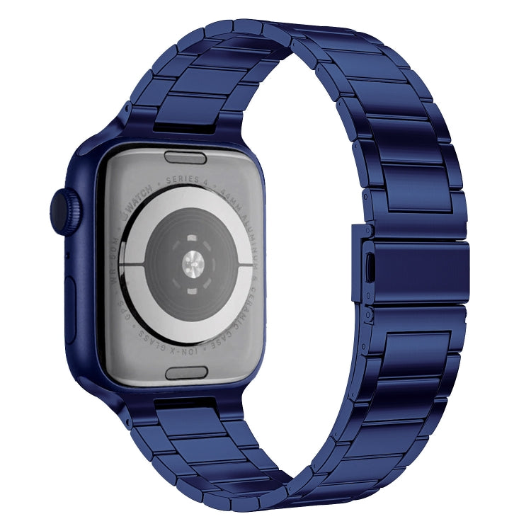 Small Waist Stainless Steel Watch Band For Apple Watch Series 8&7 45mm / SE 2&6&SE&5&4 44mm / 3&2&1 42mm(Dark Blue) - Watch Bands by PMC Jewellery | Online Shopping South Africa | PMC Jewellery | Buy Now Pay Later Mobicred