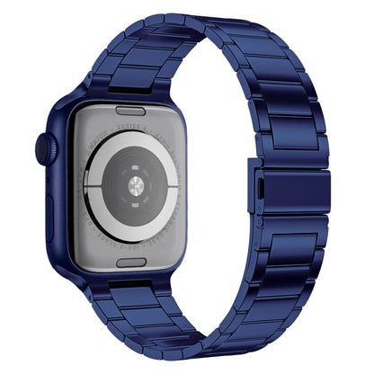 Small Waist Stainless Steel Watch Band For Apple Watch Series 8&7 45mm / SE 2&6&SE&5&4 44mm / 3&2&1 42mm(Dark Blue) - Watch Bands by PMC Jewellery | Online Shopping South Africa | PMC Jewellery | Buy Now Pay Later Mobicred