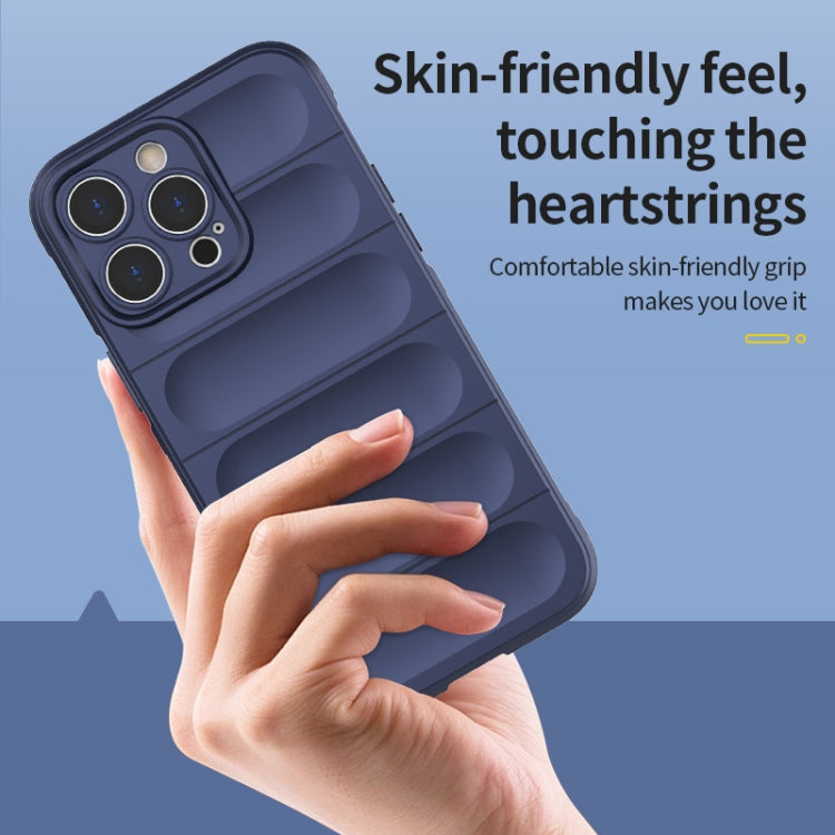 For iPhone 14 Magic Shield TPU + Flannel Phone Case (Black)