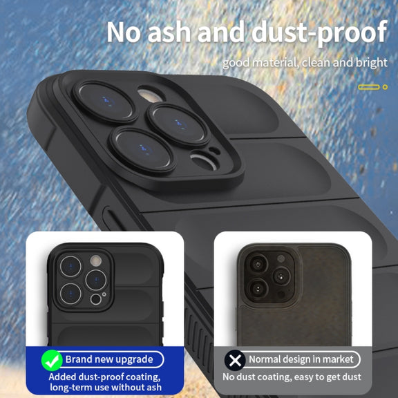 For iPhone 14 Magic Shield TPU + Flannel Phone Case (Black)