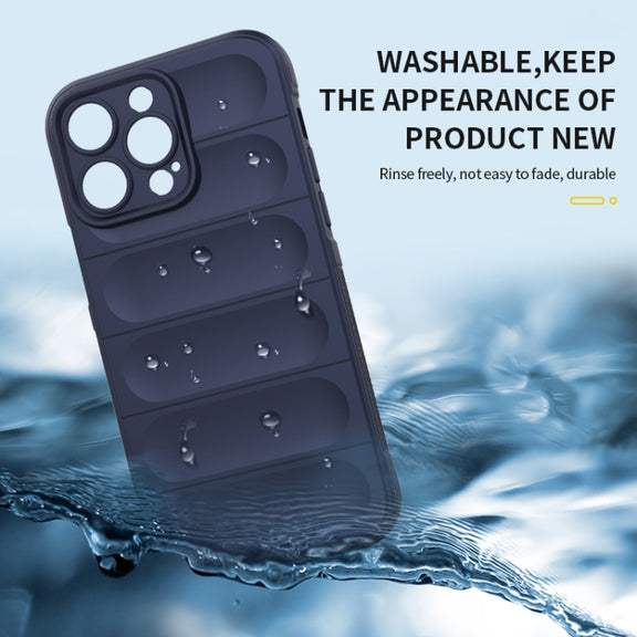 For iPhone 14 Magic Shield TPU + Flannel Phone Case (Black)
