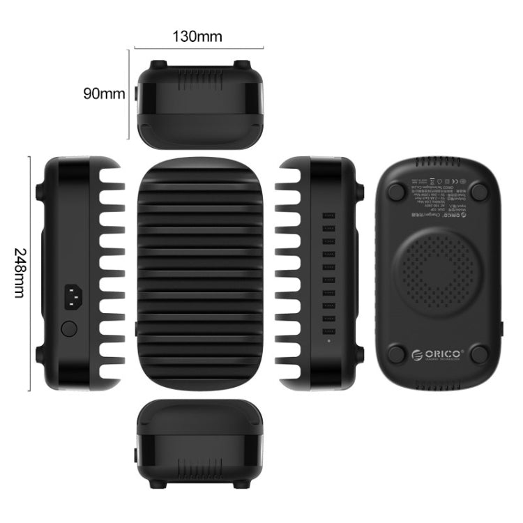 ORICO DUK-10P-DX 120W 5V 2.4A 10 Ports USB Charging Station, UK Plug(Black) - free shipping - PMC TechLife - Order now!